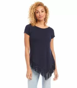 Karen Kane Petite Size Angled Fringe Top
