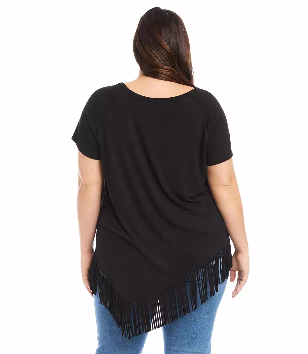Karen Kane Plus Size Angled Fringe Top 4 Karen Kane Plus Size Angled Fringe Top - Image 2