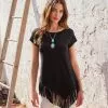 Karen Kane Angled Fringe Top -karen kane Sales Shop karenkane 2L13015 BLK 00