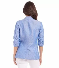 Karen Kane Ruched Sleeve Jacket -karen kane Sales Shop karenkane 2L20513 BLU 004