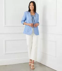 Karen Kane Ruched Sleeve Jacket -karen kane Sales Shop karenkane 2L20513 BLU 007
