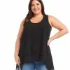 Karen Kane Plus Size Layered Hem Top -karen kane Sales Shop karenkane 2L25490W BLK 001 1