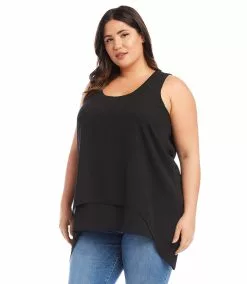 Karen Kane Plus Size Layered Hem Top -karen kane Sales Shop karenkane 2L25490W BLK 003 1