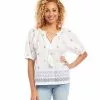 Karen Kane Border Print Peasant Top -karen kane Sales Shop karenkane 2L35545 OWH 001