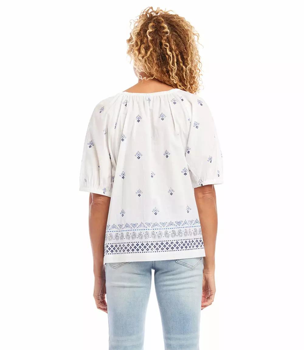 Karen Kane Border Print Peasant Top 4 Karen Kane Border Print Peasant Top - Image 2