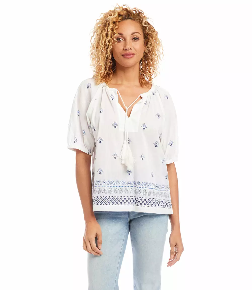 Karen Kane Border Print Peasant Top 6 Karen Kane Border Print Peasant Top - Image 4