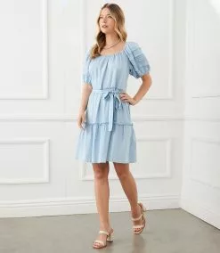 Karen Kane Short Sleeve Tiered Dress -karen kane Sales Shop karenkane 2L46528 CHA 007