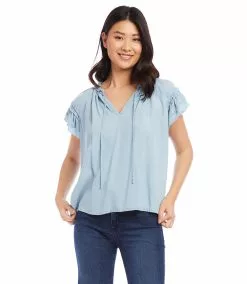 Karen Kane Flutter Sleeve Ruffle Top