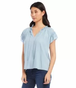 Karen Kane Flutter Sleeve Ruffle Top -karen kane Sales Shop karenkane 2L46530 CHA 003