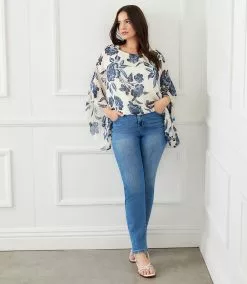 Karen Kane Plus Size Blouson Scarf Top -karen kane Sales Shop karenkane 2L52579W PRT 005 1