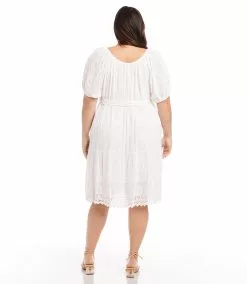 Karen Kane Plus Size Embroidered Puff Sleeve Dress -karen kane Sales Shop karenkane 2L55215W OWH 003 1