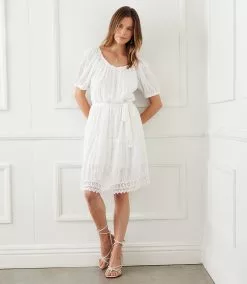 Karen Kane Embroidered Puff Sleeve Dress