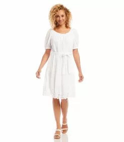 Karen Kane Embroidered Puff Sleeve Dress -karen kane Sales Shop karenkane 2L55215 OWH 005