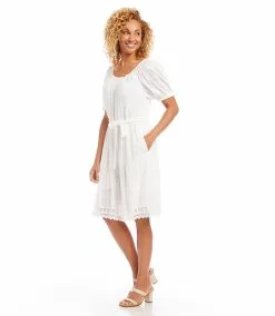 Karen Kane Embroidered Puff Sleeve Dress -karen kane Sales Shop karenkane 2L55215 OWH 007