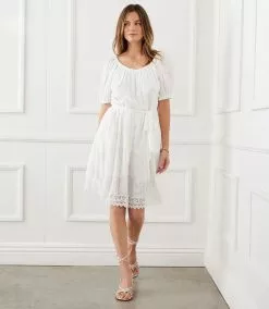 Karen Kane Embroidered Puff Sleeve Dress -karen kane Sales Shop karenkane 2L55215 OWH 008
