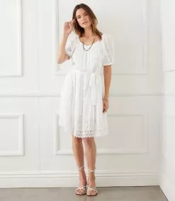 Karen Kane Embroidered Puff Sleeve Dress -karen kane Sales Shop karenkane 2L55215 OWH 009