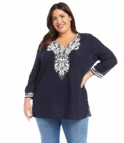 Karen Kane Plus Size Embroidered Tunic