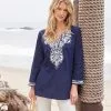Karen Kane Embroidered Tunic -karen kane Sales Shop karenkane 2L70173 NAV 00