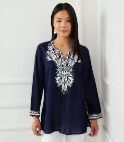 Karen Kane Embroidered Tunic -karen kane Sales Shop karenkane 2L70173 NAV 001