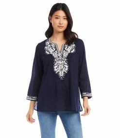 Karen Kane Embroidered Tunic -karen kane Sales Shop karenkane 2L70173 NAV 002