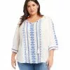 Karen Kane Plus Size Embroidered Top -karen kane Sales Shop karenkane 2L70175W OWH 001 1