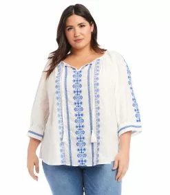 Karen Kane Plus Size Embroidered Top
