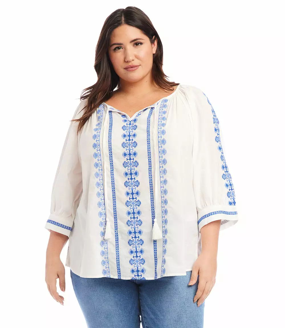 Karen Kane Plus Size Embroidered Top 3 Karen Kane Plus Size Embroidered Top