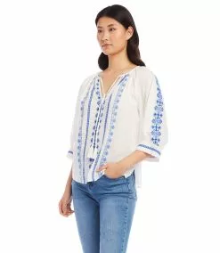 Karen Kane Embroidered Top -karen kane Sales Shop karenkane 2L70175 OWH 004