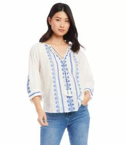 Karen Kane Embroidered Top -karen kane Sales Shop karenkane 2L70175 OWH 005