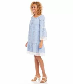 Karen Kane Embroidered Mixed Lace Dress 15 Karen Kane Embroidered Mixed Lace Dress -karen kane Sales Shop karenkane 2L70176 CHA 004