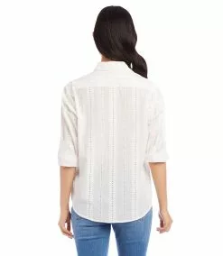 Karen Kane Eyelet Shirt -karen kane Sales Shop karenkane 2L75554 OWH 003