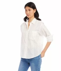 Karen Kane Eyelet Shirt -karen kane Sales Shop karenkane 2L75554 OWH 004