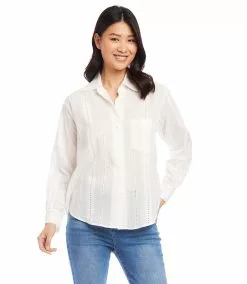 Karen Kane Eyelet Shirt -karen kane Sales Shop karenkane 2L75554 OWH 005