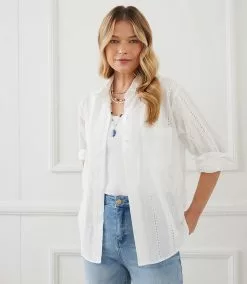 Karen Kane Eyelet Shirt -karen kane Sales Shop karenkane 2L75554 OWH 007