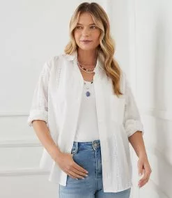 Karen Kane Eyelet Shirt -karen kane Sales Shop karenkane 2L75554 OWH 008