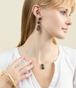 Karen Kane Dark Mother Of Pearl Three Drop Earrings -karen kane Sales Shop lab2