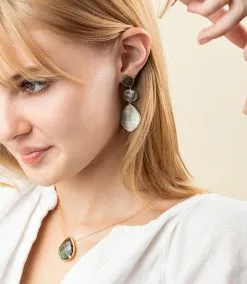 Karen Kane Dark Mother Of Pearl Three Drop Earrings -karen kane Sales Shop lab3