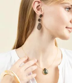 Karen Kane Dark Mother Of Pearl Three Drop Earrings -karen kane Sales Shop mop2