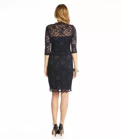 Karen Kane Petite V-Neck Scallop Lace Dress -karen kane Sales Shop navy 3 zoom da1258e6 5155 4960 9d61 2db0e4bdba55